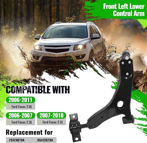 ذراع التحكم السفلي الأيسر الأمامي متوافق مع 2006-2011 Ford Focus 2.0L 2.3L 2.5L مع وصلات كروية فولاذية مطلية بمسحوق أسود (جانب السائق) in Kuwait