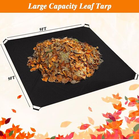 Yard Waste Tarp, Heavy Duty Garden Leaf Tarp, Reusable Lawn Garden Cover with 4 Drawstrings, Waterproof Garden Yard Waste Bag with Handles for Collecting Leaves (Black, 9x9 Ft) in Saudi Arabia