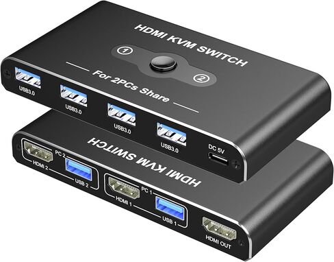 KVM Switch 2 مراقب 2 أجهزة كمبيوتر ، 8K@60Hz KVM Switch Display HDMI ، 4K@120Hz ، مفاتيح KVM لجهاز الكمبيوتر 2 شاشة ، 4 أجهزة USB 3.0 مثل لوحة المفاتيح ، الماوس ، الطابعة ، الماسحة الضوئية in Kuwait