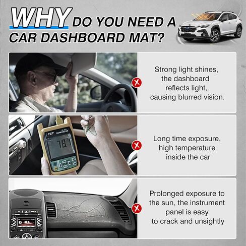 غطاء لوحة القيادة Cartist يناسب Mazda 3 Sedan/Hatchback/MazdaSpeed3 2010 2012 2013 ملحقات غطاء لوحة القيادة حصيرة مضادة للانزلاق وسادة السجاد المضادة للوهج (مادة الجلد السويدي أسود) in Kuwait