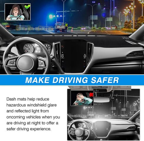 غطاء لوحة القيادة Cartist يناسب Mazda 3 Sedan/Hatchback/MazdaSpeed3 2010 2012 2013 ملحقات غطاء لوحة القيادة حصيرة مضادة للانزلاق وسادة السجاد المضادة للوهج (مادة الجلد السويدي أسود) in Kuwait