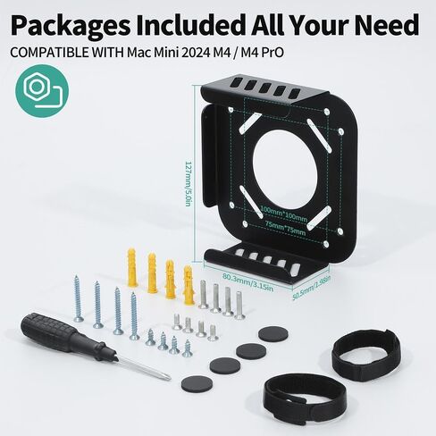 Mac Mini M1 M2 Mount, Mac Mini Mount Behind Monitor,for Mac Mini 2011 to 2023 M2 Pro,Mac Mini Under Desk Steel Mount, Heat Dissipation Design Anti-Scratch,Wall Mount PC Under Desk Mount in Kuwait