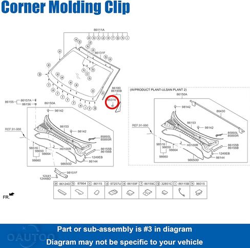 OAUTOO 25pcs Deck Lid Finish Panel Retainer Exterior Molding Clip 85818-37000 for Hyundai Accent Elantra Genesis Santa Fe Tucson Veracruz Kia Rio Optima 1999-On in Saudi Arabia