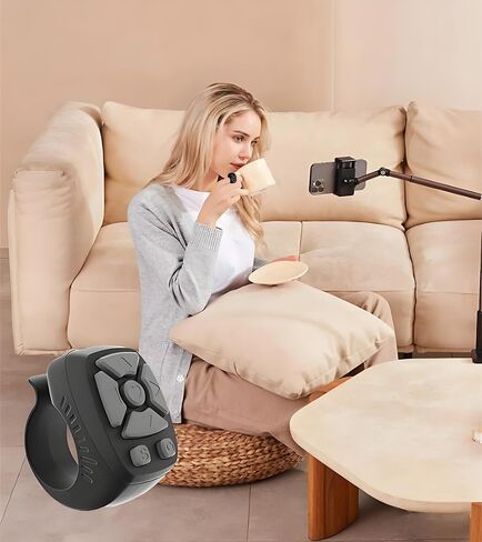 الإصبع القابل لإعادة الشحن اللاسلكي بلوتوث عن بعد حلقة التمرير ، RC صفحة Turner Music Video Camera مصراع لـ iPhone Android (Pink) in Kuwait