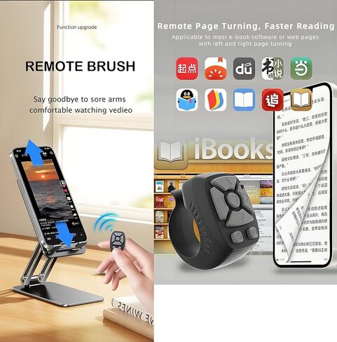 الإصبع القابل لإعادة الشحن اللاسلكي بلوتوث عن بعد حلقة التمرير ، RC صفحة Turner Music Video Camera مصراع لـ iPhone Android (Pink) in Kuwait