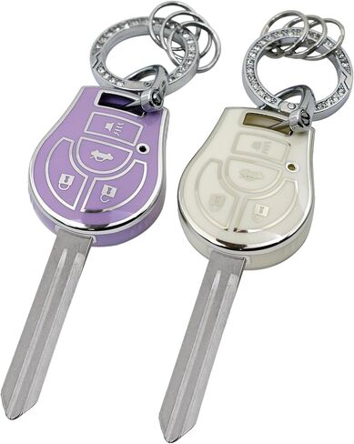 قطعتان من غطاء مفتاح BMW Key Fob من مادة TPU غطاء مفتاح السيارة متوافق مع BMW 1 3 5 Series E90 E92 E93 X5 X6 Z4 E90 مفتاح دخول ذكي بدون مفتاح (أبيض أرجواني) in Kuwait