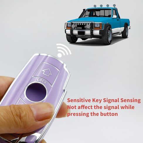 قطعتان من غطاء مفتاح BMW Key Fob من مادة TPU غطاء مفتاح السيارة متوافق مع BMW 1 3 5 Series E90 E92 E93 X5 X6 Z4 E90 مفتاح دخول ذكي بدون مفتاح (أبيض أرجواني) in Kuwait