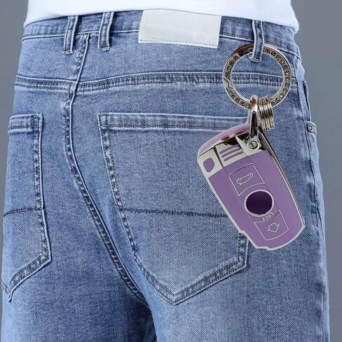 قطعتان من غطاء مفتاح BMW Key Fob من مادة TPU غطاء مفتاح السيارة متوافق مع BMW 1 3 5 Series E90 E92 E93 X5 X6 Z4 E90 مفتاح دخول ذكي بدون مفتاح (أبيض أرجواني) in Kuwait