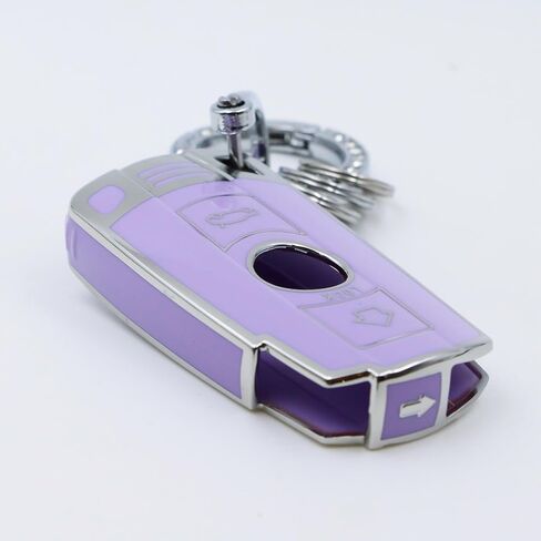 قطعتان من غطاء مفتاح BMW Key Fob من مادة TPU غطاء مفتاح السيارة متوافق مع BMW 1 3 5 Series E90 E92 E93 X5 X6 Z4 E90 مفتاح دخول ذكي بدون مفتاح (أبيض أرجواني) in Kuwait