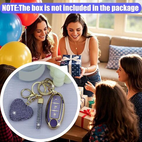 Key Fob Cover with Diamond Keychain, Car Key Holder Compatible with Nissan Altima Rogue Sentra Pathfinder Frontier Maxima Titan Murano Kicks Juke Versa Armada GTR 3 Buttons, (Pink-Heart) in Saudi Arabia