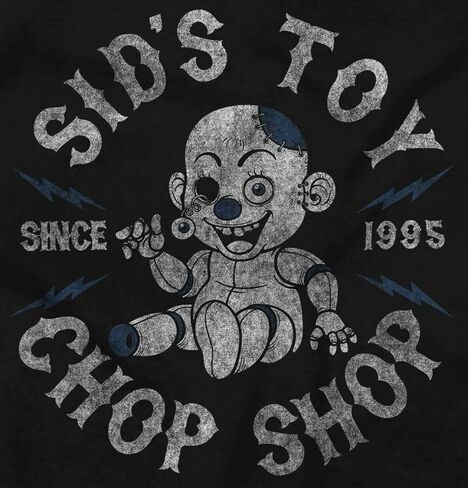 تي شيرت برسومات متجر Sid's Toy Chop | تي شيرت مخيف مستوحى من الرعب المخيف للرجال والنساء in Kuwait