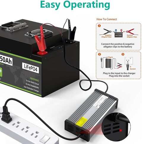 شاحن بطارية LiFePO4 48V 15A، 58.4V LiFePO4 AC - شاحن DC للشحن السريع والحماية الذكية لبطاريات LiFePO4 48V in Kuwait