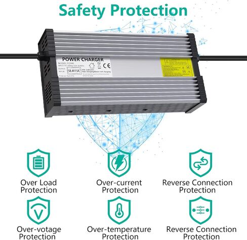 شاحن بطارية LiFePO4 48V 15A، 58.4V LiFePO4 AC - شاحن DC للشحن السريع والحماية الذكية لبطاريات LiFePO4 48V in Kuwait