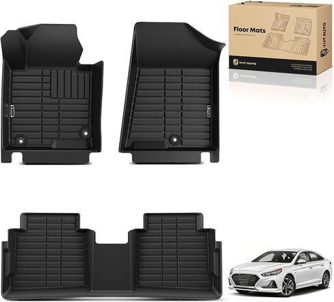 سجادات أرضية YHTAUTO تناسب 2015-2019 Hyundai Sonata، TPE سجادات السيارة لجميع الأحوال الجوية مقاومة للماء ومضادة للانزلاق وعديمة الرائحة، ملحقات السيارة الداخلية وبطانة الصف الثاني in Saudi Arabia