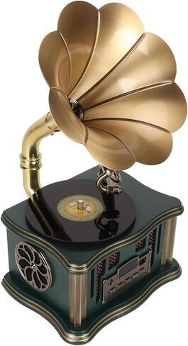 مكبر صوت فونوغراف خمر مكبر صوت جراموفون ثنائي النوع C شحن صوت Hifi للهواتف المحمولة (أبيض) in Kuwait