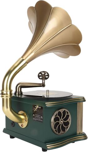 مكبر صوت فونوغراف خمر مكبر صوت جراموفون ثنائي النوع C شحن صوت Hifi للهواتف المحمولة (أبيض) in Kuwait