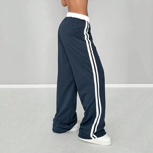 Women's Number Print Waist Splice Casual Sports Street Retro Style Loose Sweatpants Y2K Elastic Waist Pants Trousers in Saudi Arabia
