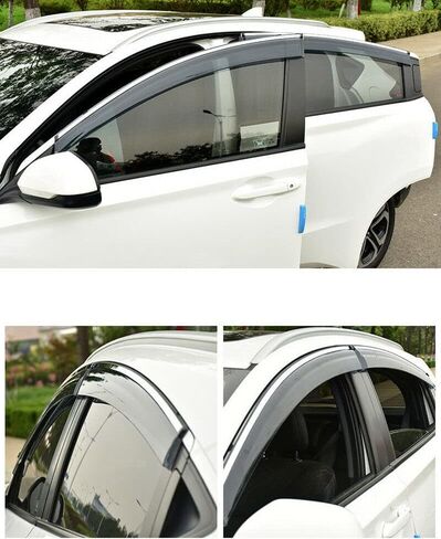 x xotic tech 4X Smoked Tinted Chrome Window Sun Wind Rain Snow Guard Air Deflectors Visors Trims Compatible with Honda Accord Sedan 2013-2017 in Saudi Arabia