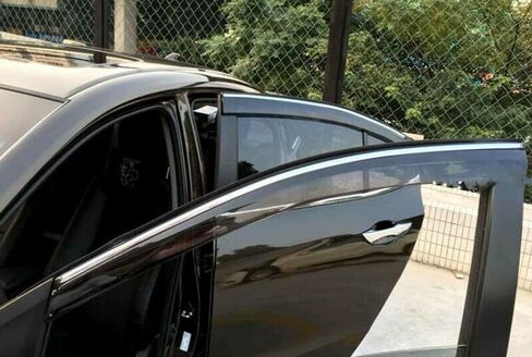 x xotic tech 4X Smoked Tinted Chrome Window Sun Wind Rain Snow Guard Air Deflectors Visors Trims Compatible with Honda Accord Sedan 2013-2017 in Saudi Arabia