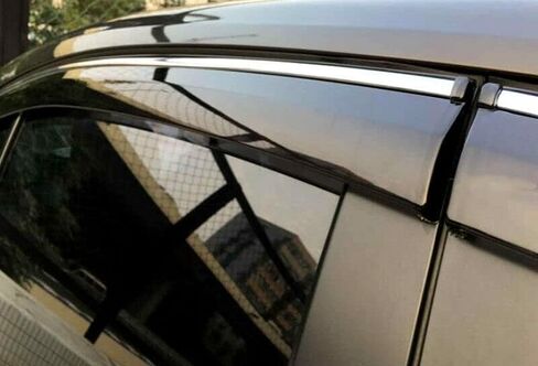x xotic tech 4X Smoked Tinted Chrome Window Sun Wind Rain Snow Guard Air Deflectors Visors Trims Compatible with Honda Accord Sedan 2013-2017 in Saudi Arabia