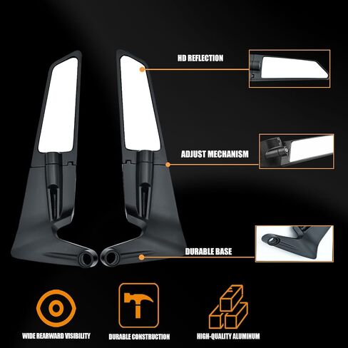 Motorcycle Rear View Mirrors Stealth Mirrors 180° Rotating Compatible with Ninja 400/650 ZX6R/ZX10R CBR250R/CBR500R/CBR650R/CBR1000R / GSXR 600 750 1000 in Saudi Arabia