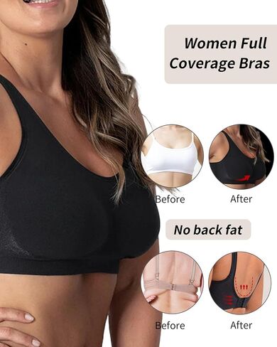 Bras for Women, Wireless Bras for Women No Underwire, Full-Coverage Everyday Bra, Bralettes for Women with Support in Saudi Arabia