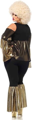 Leg Avenue Womens Plus Disco Diva With Cold Shoulder Babydoll Top, Bell Bottom Pants Adult Sized Costumes in Saudi Arabia