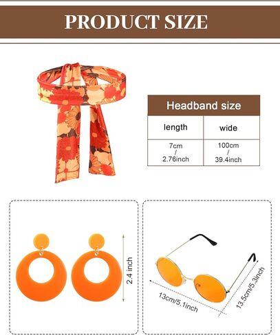 SATINIOR 5 Pcs 60s 70s Outfits for Women Hippie Disco Costume Halloween Tassel Vest Headband Flared Pants Earring Sunglass in Saudi Arabia