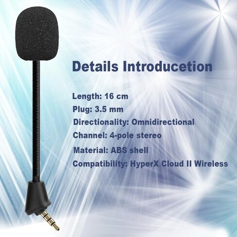 MIC استبدال Microphone Boom تناسب Kingston Hyperx Cloud II Cloud Cloud X Cloud X Cloud X Silver 1st الإصدار سماعات الألعاب اللغز ضوضاء 3.5 مم جاك أسود in Kuwait