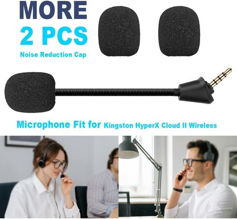 MIC استبدال Microphone Boom تناسب Kingston Hyperx Cloud II Cloud Cloud X Cloud X Cloud X Silver 1st الإصدار سماعات الألعاب اللغز ضوضاء 3.5 مم جاك أسود in Kuwait