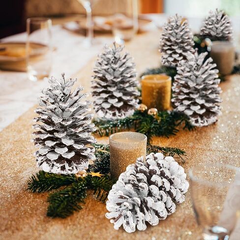 12 قطعة من مخاريط الصنوبر الكبيرة، 3.93-5.51 بوصة، مخاريط الصنوبر الطبيعية للحرف اليدوية لتزيين المنزل وزينة الكريسماس ومستلزمات الطاولة ومستلزمات عيد الميلاد in Kuwait