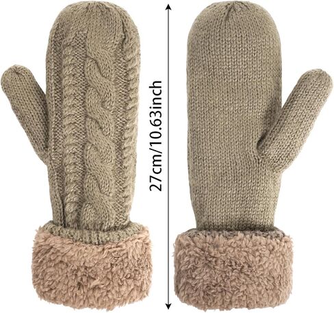 hoyuwak Women's White Mittens Warm Winter Mittens White Knit Gloves Thick Fuzzy Mittens for Cold Weather Outdoor Play Home in Saudi Arabia