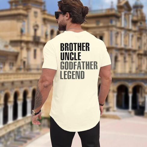 قميص Brother Uncle للرجال: تي شيرت مطبوع عليه Godfather Legend مضحك يتم الترويج له كهدايا العم تي شيرت عائلي عتيق in Kuwait