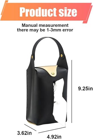 حامل مناديل السيارة، غطاء صندوق مناديل معلق لمسند رأس السيارة الكبير، حامل مناديل السيارات من جلد البولي يوريثان، منظم ورق المقعد الخلفي للسيارة الواقي من الشمس (أسود) in Kuwait