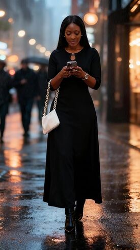 FANDEE Women's Maxi Dress Casual Boho Plain Long Dresses 3/4 Sleeve with Pockets in Kuwait