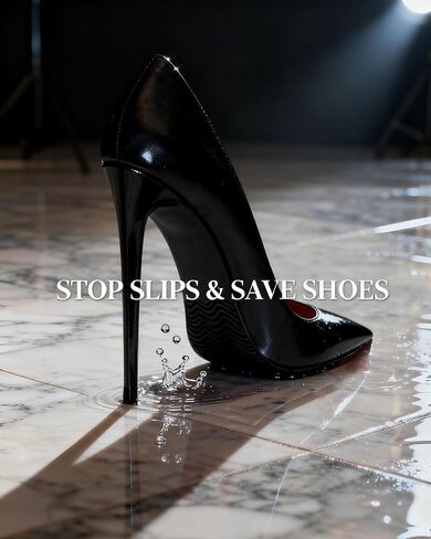 Shoe Sole Protectors - Non-Slip Bottom Guards for Women & Men | Anti-Slip Inserts to Fix Worn & Slippery Soles, Waterproof Seal | Premium Silicone (4Pcs Black Stripe, 6"x4") in Saudi Arabia
