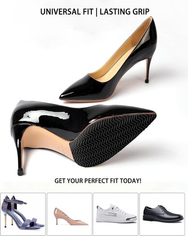 Shoe Sole Protectors - Non-Slip Bottom Guards for Women & Men | Anti-Slip Inserts to Fix Worn & Slippery Soles, Waterproof Seal | Premium Silicone (4Pcs Black Stripe, 6"x4") in Saudi Arabia
