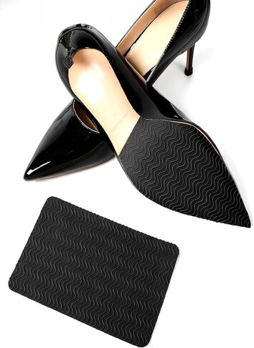 Shoe Sole Protectors - Non-Slip Bottom Guards for Women & Men | Anti-Slip Inserts to Fix Worn & Slippery Soles, Waterproof Seal | Premium Silicone (4Pcs Black Stripe, 6"x4") in Saudi Arabia