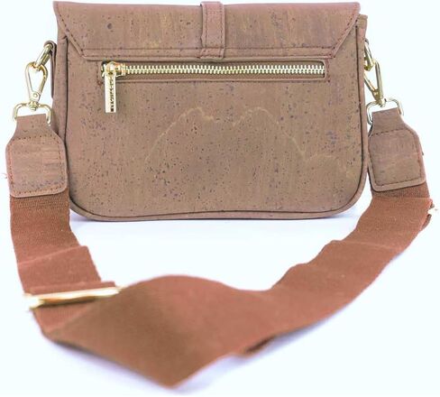Portuguese Cork Crossbody Bag, Brown, 9W x 6H inches, Adjustable Strap, Vegan in Saudi Arabia