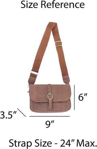 Portuguese Cork Crossbody Bag, Brown, 9W x 6H inches, Adjustable Strap, Vegan in Saudi Arabia