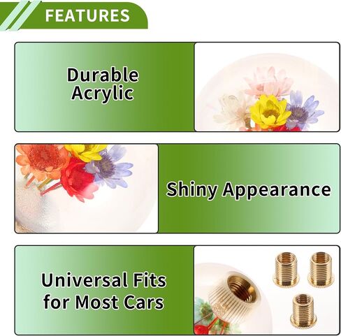 Round Ball Shift Knob Universal Gear Shifter Knob Acrylic Stick Shifter Lever Knob for Automatic and Manual Vehicle with 3 Adapter Multicolor 1 Set in Saudi Arabia