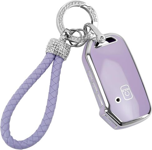 غطاء مفتاح Fob مع حبل بلينغ، متوافق مع Nissan Altima Rogue Sentra Pathfinder Maxima Titan Murano Kicks Soft TPU Smart Key Shell Stand 4 أزرار (أرجواني) in Kuwait