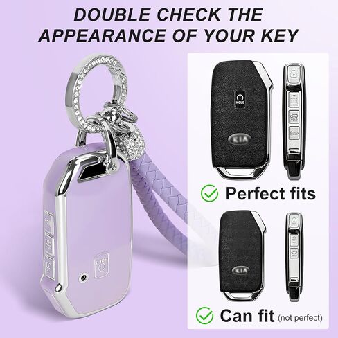 غطاء مفتاح Fob مع حبل بلينغ، متوافق مع Nissan Altima Rogue Sentra Pathfinder Maxima Titan Murano Kicks Soft TPU Smart Key Shell Stand 4 أزرار (أرجواني) in Kuwait