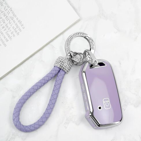 غطاء مفتاح Fob مع حبل بلينغ، متوافق مع Nissan Altima Rogue Sentra Pathfinder Maxima Titan Murano Kicks Soft TPU Smart Key Shell Stand 4 أزرار (أرجواني) in Kuwait