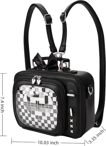 Retro TV Shaped Ita Bag Pin Display Backpack Cute Pin Bag with 3 Inserts, Anime Crossbody Bag for Enamel Pins, Adjustable Shoulder Strap, Unique Weird Purse for Collectors in Saudi Arabia