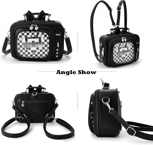 Retro TV Shaped Ita Bag Pin Display Backpack Cute Pin Bag with 3 Inserts, Anime Crossbody Bag for Enamel Pins, Adjustable Shoulder Strap, Unique Weird Purse for Collectors in Saudi Arabia