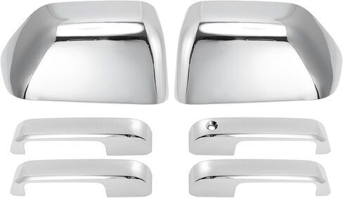 Motoforti 2x Top Half Mirror Cover Caps and 4x Door Handle Cover Trims, Left & Right Chrome Plated Upper Mirror Cap for Ford F-250/F-350/F-450/F-550 Super Duty 2017-2022, W/O Smart Keyhole in Saudi Arabia