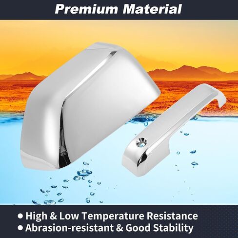 Motoforti 2x Top Half Mirror Cover Caps and 4x Door Handle Cover Trims, Left & Right Chrome Plated Upper Mirror Cap for Ford F-250/F-350/F-450/F-550 Super Duty 2017-2022, W/O Smart Keyhole in Saudi Arabia