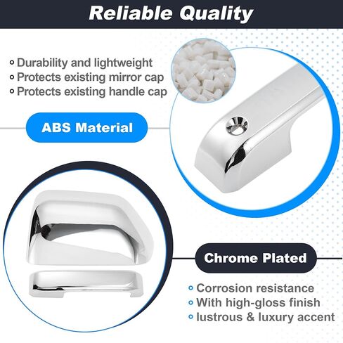 Motoforti 2x Top Half Mirror Cover Caps and 4x Door Handle Cover Trims, Left & Right Chrome Plated Upper Mirror Cap for Ford F-250/F-350/F-450/F-550 Super Duty 2017-2022, W/O Smart Keyhole in Saudi Arabia