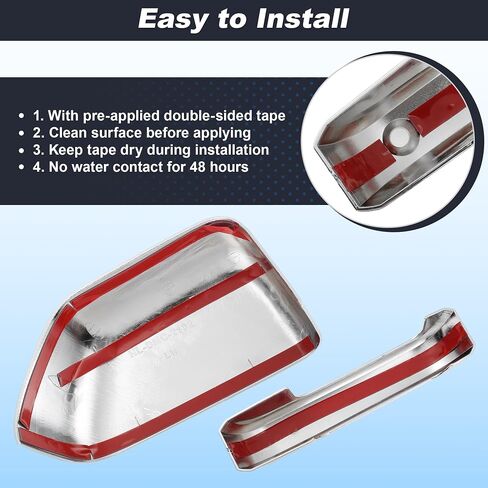 Motoforti 2x Top Half Mirror Cover Caps and 4x Door Handle Cover Trims, Left & Right Chrome Plated Upper Mirror Cap for Ford F-250/F-350/F-450/F-550 Super Duty 2017-2022, W/O Smart Keyhole in Saudi Arabia